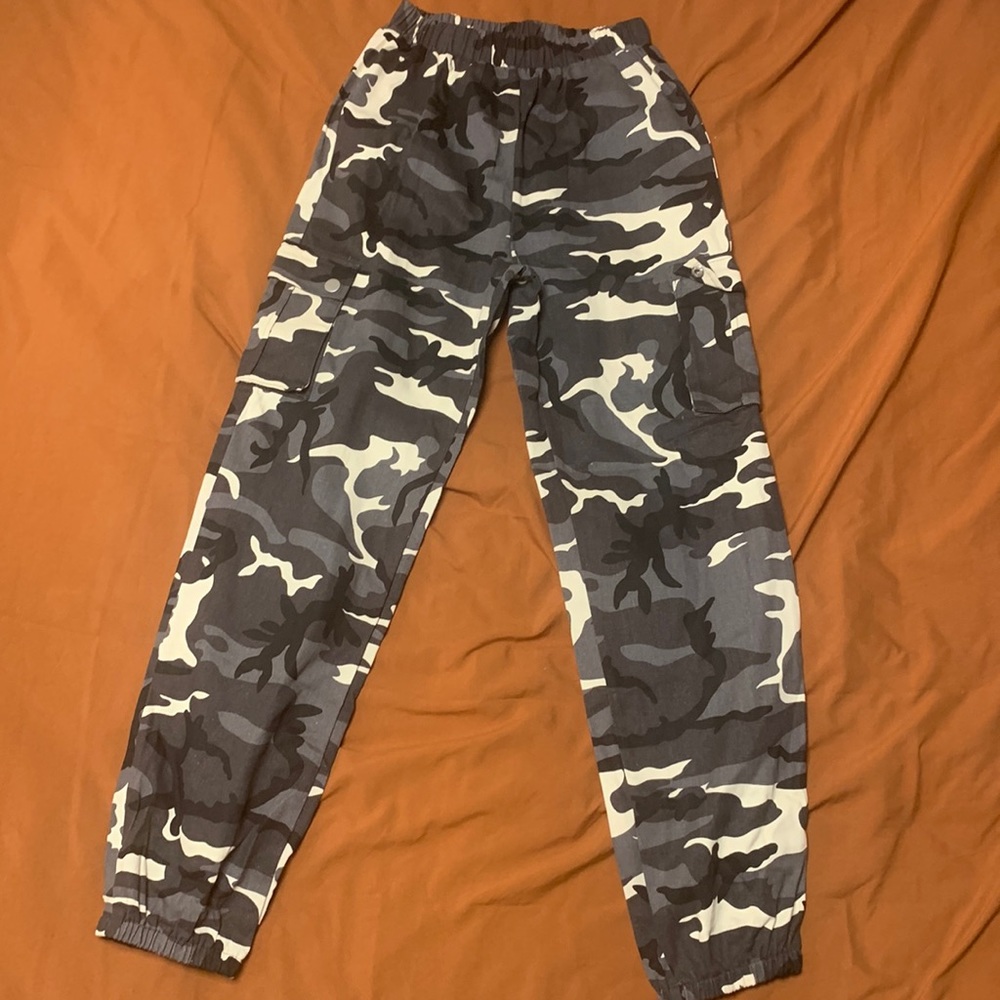 shein camo pants with elastic waist and ankles